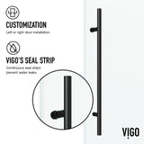 VIGO 46"W x 76"H Elan E-Class Frameless Sliding Rectangle Shower Enclosure with Clear Tempered Glass, Reversible Door Handle and Stainless Steel Hardware in Matte Black-VG6053MBCL48