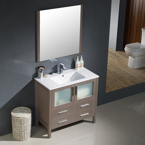 Fresca FVN6236GO-UNS Fresca Torino 36" Gray Oak Modern Bathroom Vanity w/ Integrated Sink
