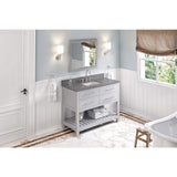 Jeffrey Alexander VKITWAV48GRBOR 48" Grey Wavecrest Vanity, Boulder Cultured Marble Vanity Top, undermount rectangle bowl