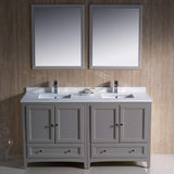 Fresca FVN20-3030GR Fresca Oxford 60" Gray Traditional Double Sink Bathroom Vanity