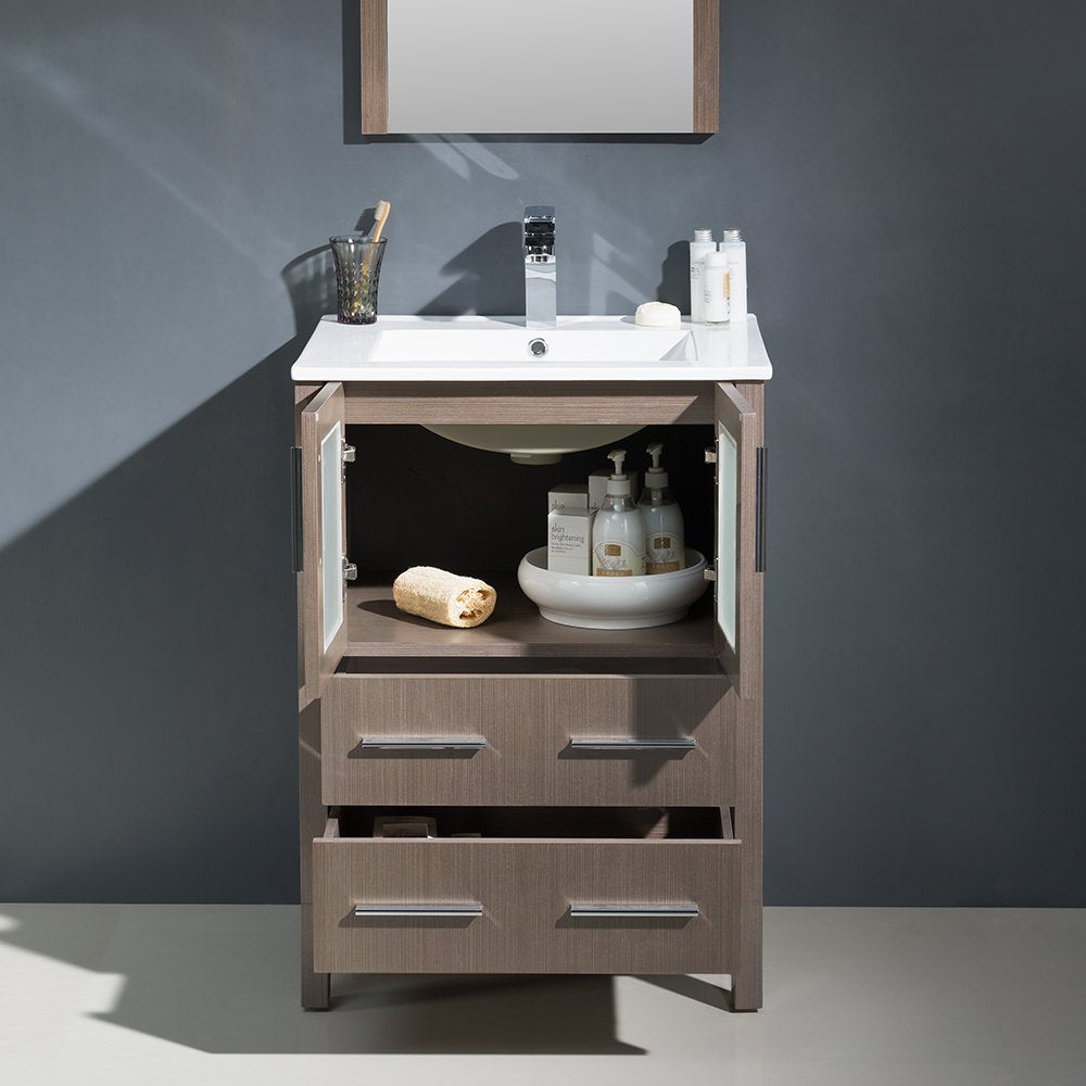 Fresca FVN6224GO-UNS Fresca Torino 24" Gray Oak Modern Bathroom Vanity w/ Integrated Sink