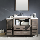 Fresca FVN62-123012GO-UNS Fresca Torino 54" Gray Oak Modern Bathroom Vanity w/ 2 Side Cabinets & Integrated Sink