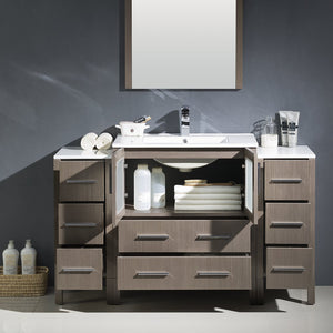 Fresca FVN62-123012GO-UNS Fresca Torino 54" Gray Oak Modern Bathroom Vanity w/ 2 Side Cabinets & Integrated Sink