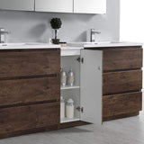 Fresca FVN93-361236RW-D Fresca Lazzaro 84" Rosewood Free Standing Double Sink Modern Bathroom Vanity w/ Medicine Cabinet