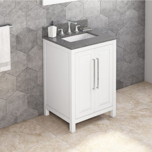 Jeffrey Alexander VKITCAD24WHBOR 24" White Cade Vanity, Boulder Cultured Marble Vanity Top, undermount rectangle bowl