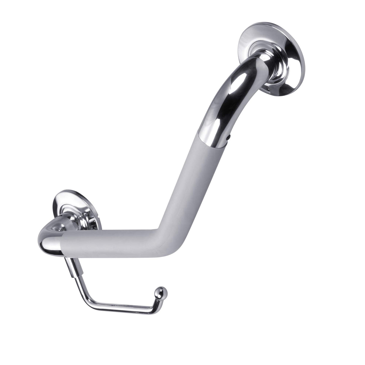 PULSE Showerspas 4007-SSP ErgoAngleBar with Optional Toilet Paper Holder, ADA Compliant Steel Grab Bar, Polished Stainless