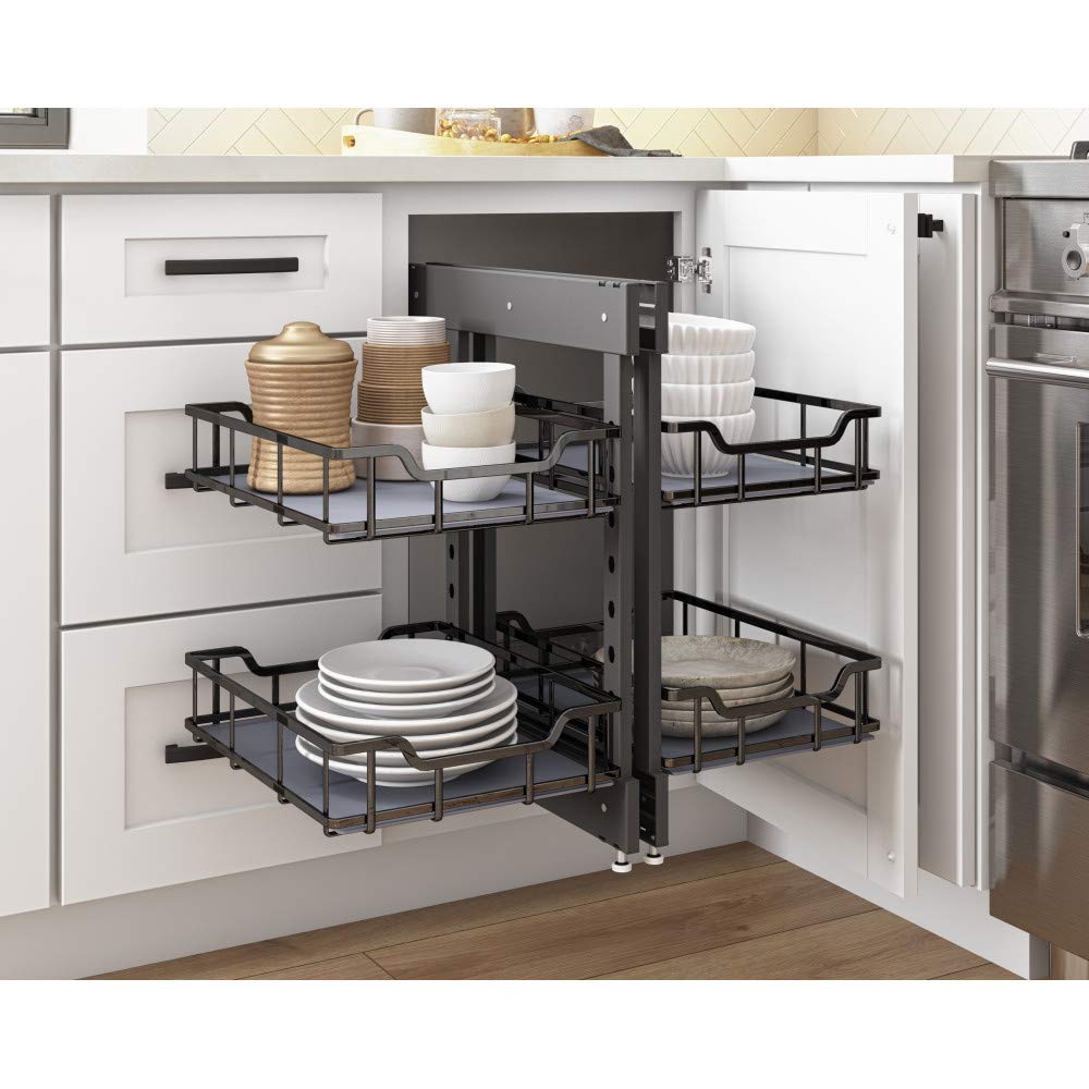 Hardware Resources SWS-BCFH18BN 18" Black Nickel STORAGE WITH STYLE® Full-Height Blind Corner Organizer