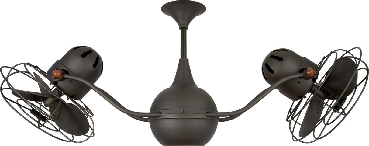 Matthews Fan VB-PB-MTL Vent-Bettina 360° dual headed rotational ceiling fan in polished brass finish with metal blades.