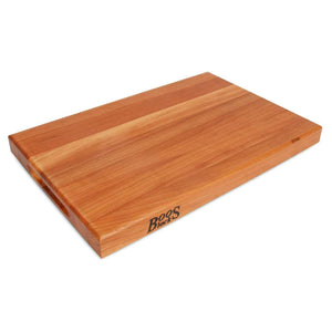 John Boos CHY-R01 Cherry Wood Cutting Board for Kitchen Prep, 1.5 Inch Thick, Large Edge Grain Rectangular Reversible Charcuterie Block, 18