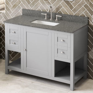 Jeffrey Alexander VKITAST48GRBOR 48" Grey Astoria Vanity, Boulder Cultured Marble Vanity Top, undermount rectangle bowl