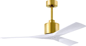 Matthews Fan NK-BRBR-MWH-52 Nan 6-speed ceiling fan in Brushed Brass finish with 52” solid matte white wood blades