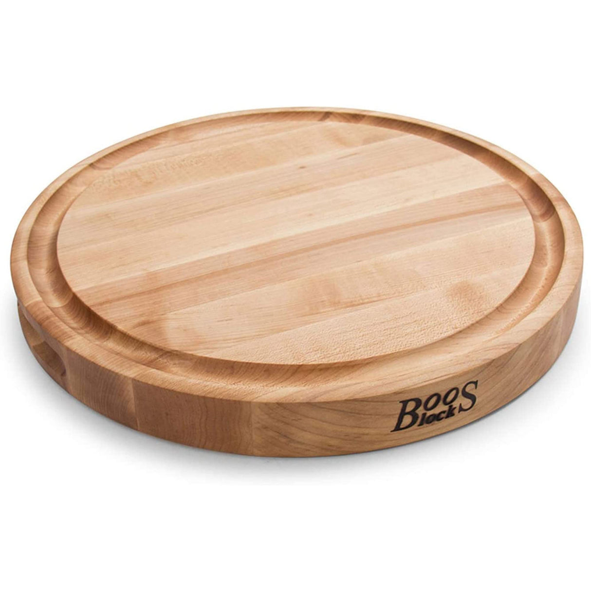 John Boos CB1051-1M1515175 Maple Wood Cutting Board for Kitchen Prep, 1.75" Thick, Large, Edge Grain, Circular Charcuterie Block, 15", Reversible, Juice Grooves 15DIAX1.75 MPL-EDGE GR-