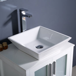 Fresca FVN6224WH-VSL Fresca Torino 24" White Modern Bathroom Vanity w/ Vessel Sink