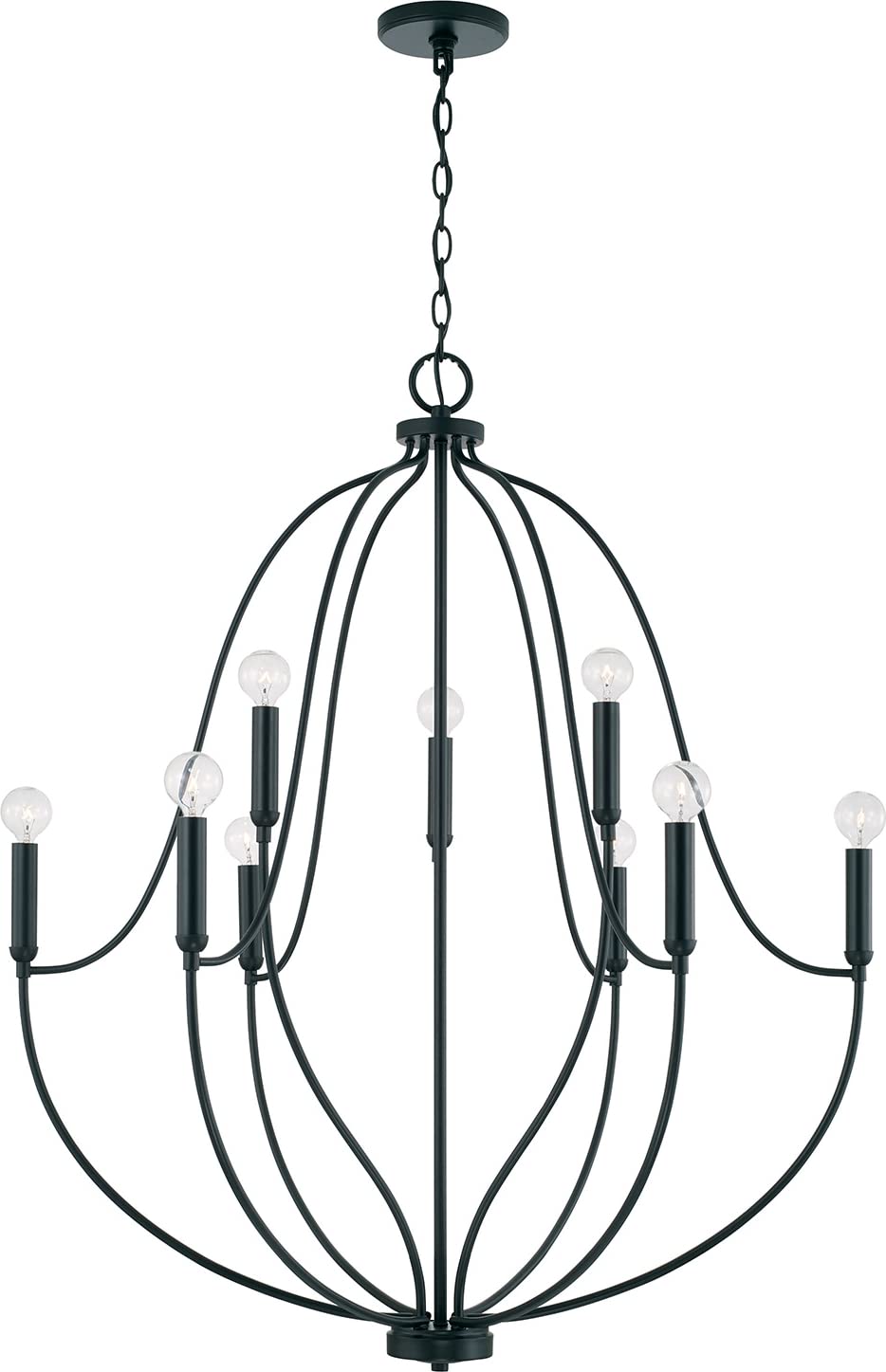 Capital Lighting 447091MB Madison 9 Light Chandelier Matte Black