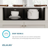 Elkay Quartz Classic ELGU3322BK0 Equal Double Bowl Undermount Sink, Black
