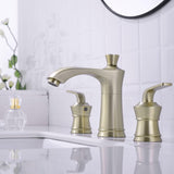 8 Inch 2 Handle Bathroom Faucet Brass Brushed Gold Widespread Vanity Basin Sink Faucet, Traditional Style