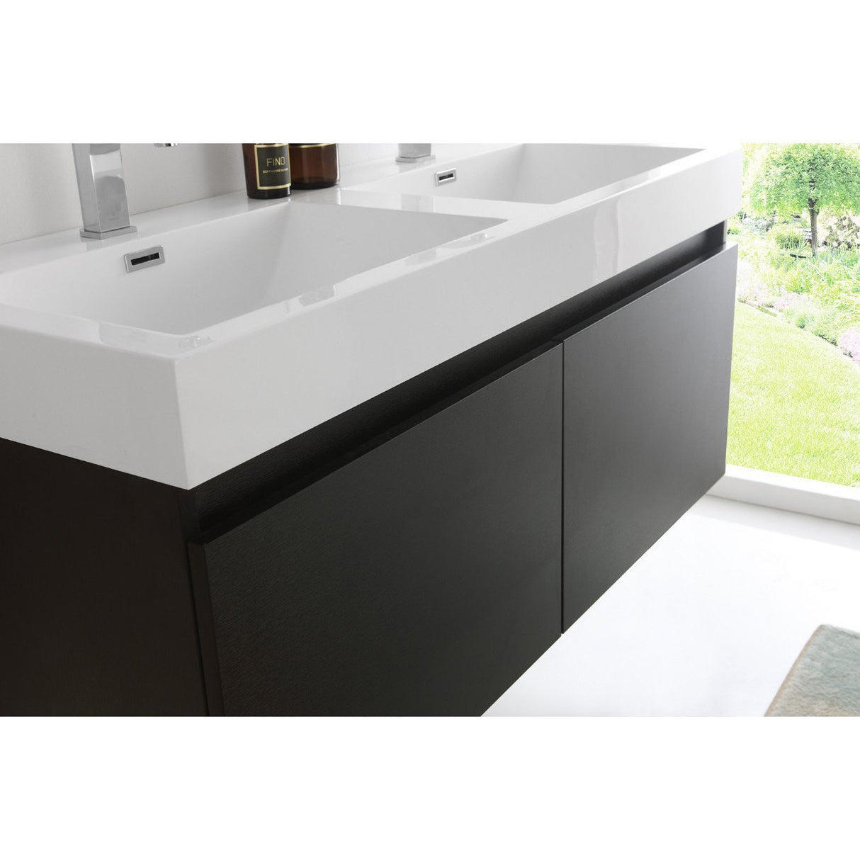 Fresca FVN8012BW Fresca Mezzo 48" Black Wall Hung Double Sink Modern Bathroom Vanity w/ Medicine Cabinet