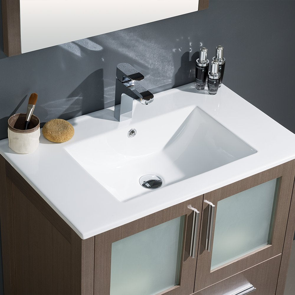 Fresca FVN6230GO-UNS Fresca Torino 30" Gray Oak Modern Bathroom Vanity w/ Integrated Sink