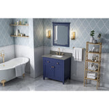 Jeffrey Alexander VKITCHA36BLBOR 36" Hale Blue Chatham Vanity, Boulder Cultured Marble Vanity Top, undermount rectangle bowl