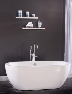 Miseno MTF194 Floor Mounted Tub Filler with Integrated Valve and Diverter - Includes Hand Shower - Flat Black