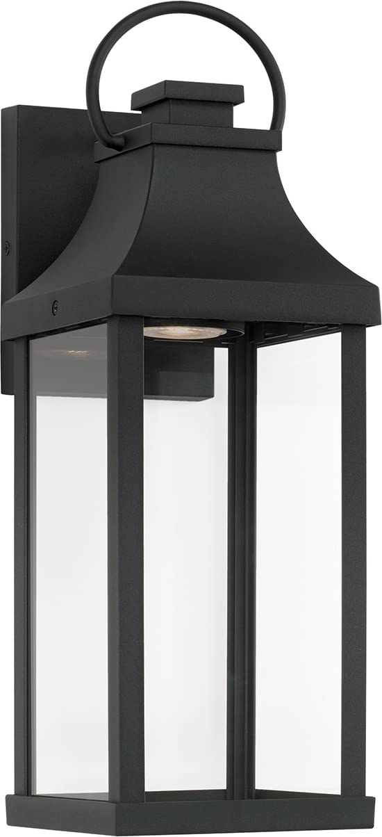 Capital Lighting 946411BK-GL Bradford 1 Light Outdoor Wall Lantern Black