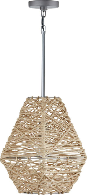 Capital Lighting 335213NY Finley 1 Light Pendant Natural Jute and Grey