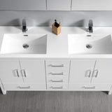 Fresca FCB9460WH-D-I Fresca Imperia 60" Glossy White Free Standing Modern Bathroom Cabinet w/ Integrated Double Sink