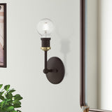 Livex Lighting 14429-07 Lansdale 1 Light ADA Vanity Sconce, Bronze with Antique Brass Accents
