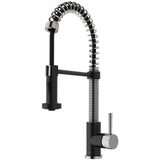 VIGO VG02001STMB 19" H Edison Single-Handle with Pull-Down Sprayer Kitchen Faucet in Stainless Steel/Matte Black