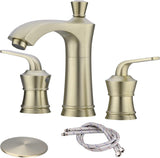 8 Inch 2 Handle Bathroom Faucet Brass Brushed Gold Widespread Vanity Basin Sink Faucet, Traditional Style