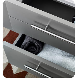 Fresca FCB6136GR-VSL-R-CWH-V Fresca Lucera 36" Gray Wall Hung Modern Bathroom Cabinet w/ Top & Vessel Sink - Right Version