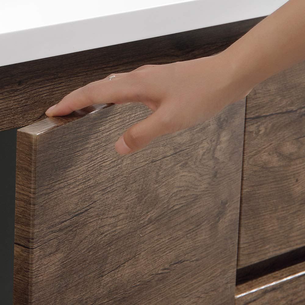 Fresca FCB93-361236RW-D-I Fresca Lazzaro 84" Rosewood Free Standing Double Sink Modern Bathroom Cabinet w/ Integrated Sinks
