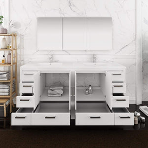 Fresca FVN9472WH Fresca Imperia 72" Glossy White Free Standing Double Sink Modern Bathroom Vanity w/ Medicine Cabinet