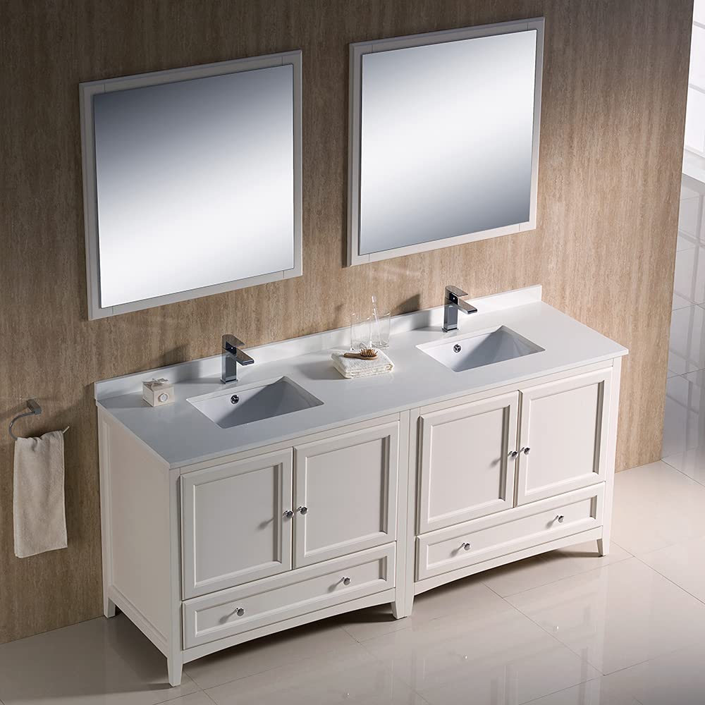 Fresca FVN20-3636GR Fresca Oxford 72" Gray Traditional Double Sink Bathroom Vanity