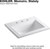 KOHLER K-2337-8-17 Memoirs Stately Rectanglar Drop in Bathroom Sink, 22 3/4", White