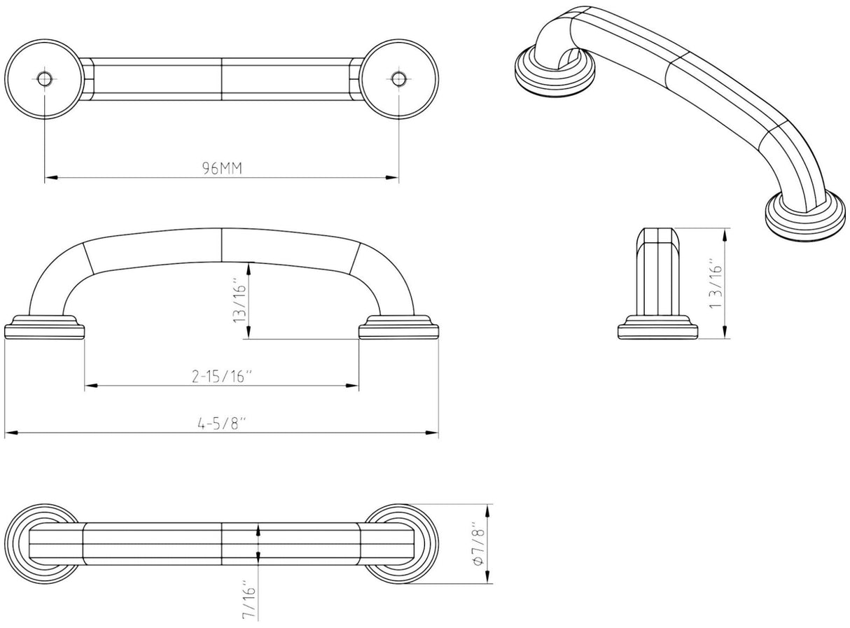 Jeffrey Alexander 527NI 96 mm Center-to-Center Polished Nickel Bremen 1 Cabinet Pull