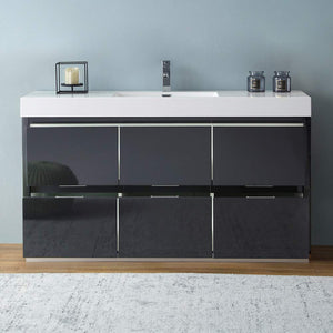 Fresca FCB8460WH-I Fresca Valencia 60" Glossy White Free Standing Modern Bathroom Vanity