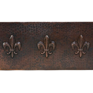 Premier Copper Products KASDB33229F 33-Inch Hammered Copper Kitchen Apron Single Basin Sink with Fleur De Lis Design, Oil Rubbed Bronze