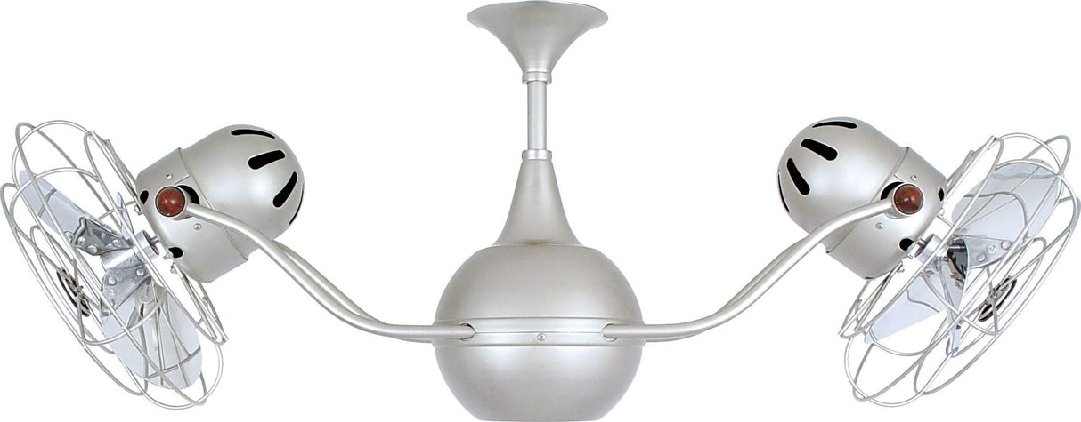 Matthews Fan VB-PB-MTL Vent-Bettina 360° dual headed rotational ceiling fan in polished brass finish with metal blades.