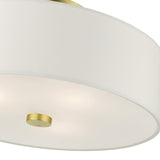 Livex Lighting 51054-12 Meridian Collection 3-Light Semi Flush Mount Ceiling Light with Off-White Hardback Fabric Shade, Satin Brass