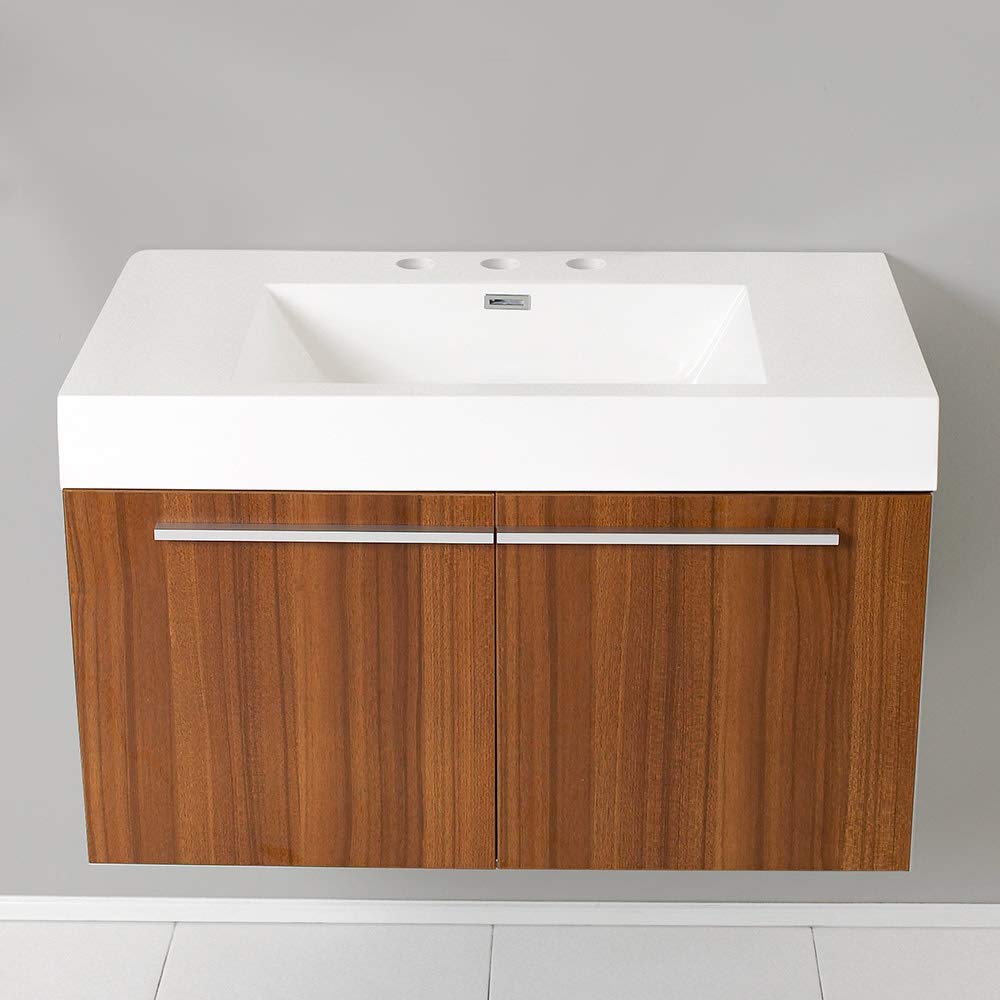 Fresca FCB8090WH-I Fresca Vista 36" White Modern Bathroom Base Cabinet w/ Integrated Sink