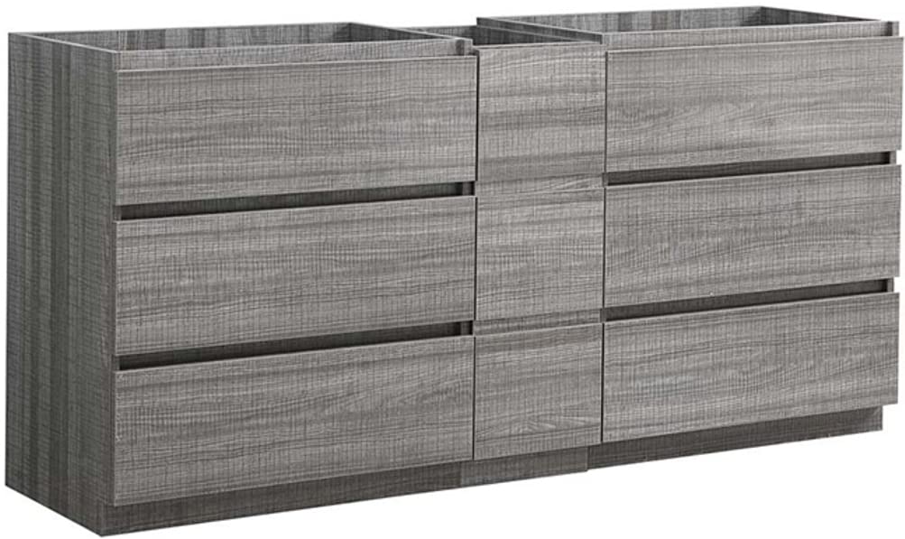 Fresca FCB93-301230HA-D Fresca Lazzaro 72" Glossy Ash Gray Free Standing Double Sink Modern Bathroom Cabinet