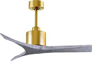 Matthews Fan MW-BRBR-BW-42 Mollywood 6-speed contemporary ceiling fan in Brushed Brass finish with 42” solid barn wood tone blades