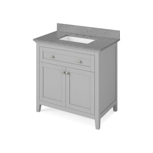 Jeffrey Alexander VKITCHA36GRSGR 36" Grey Chatham Vanity, Steel Grey Cultured Marble Vanity Top, undermount rectangle bowl