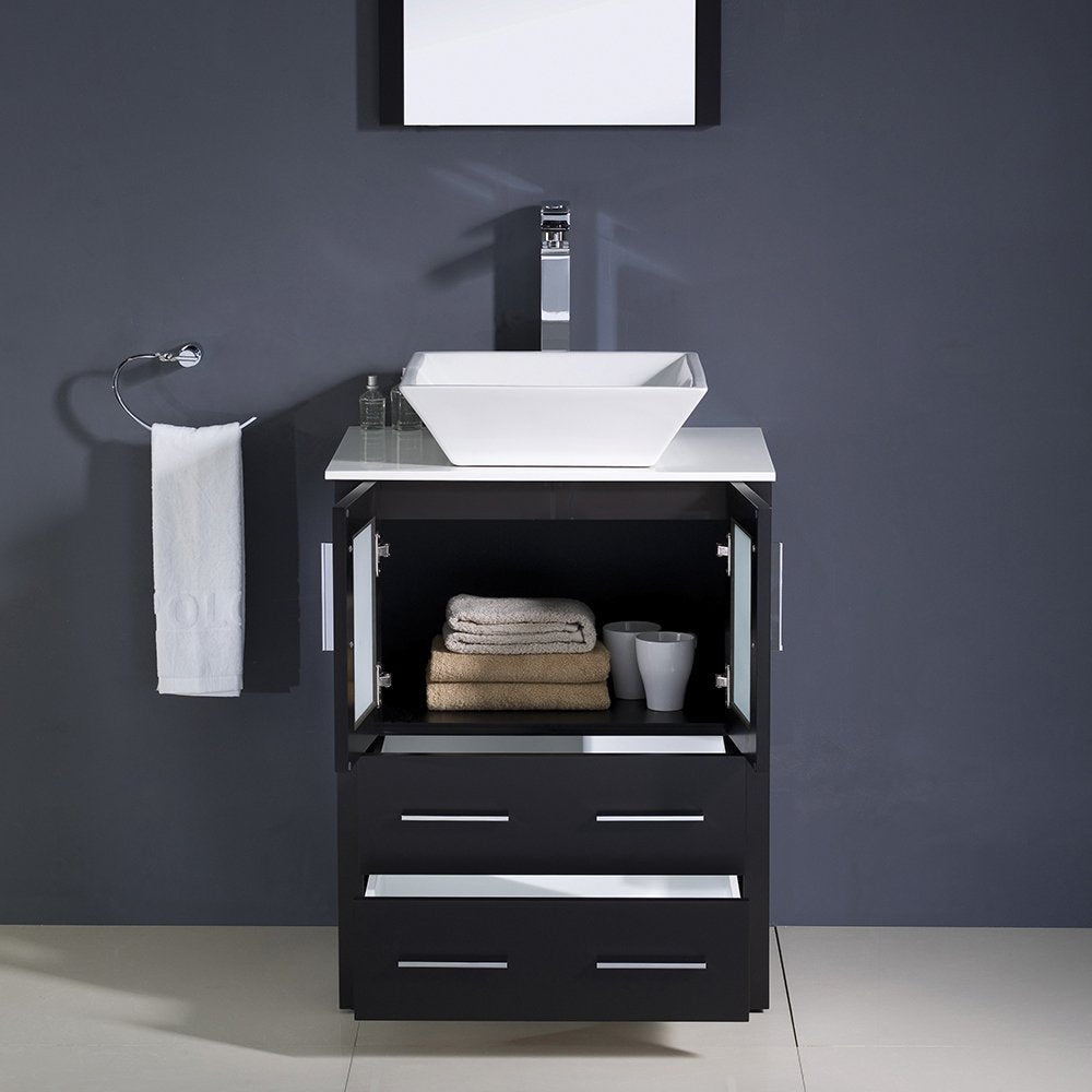 Fresca FVN6224ES-VSL Fresca Torino 24" Espresso Modern Bathroom Vanity w/ Vessel Sink