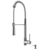 VIGO VG02032STK2 22" H Laurelton Single-Handle with Pull-Down Sprayer Kitchen Faucet with Soap Dispenser in Stainless Steel