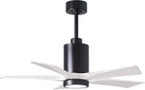 Matthews Fan PA5-BK-MWH-42 Patricia-5 five-blade ceiling fan in Matte Black finish with 42” solid matte white wood blades and dimmable LED light kit 
