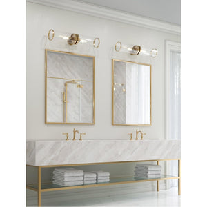 Alora WV311602NBCG REVOLVE II WALL VANITY 2 LIGHT NATURAL BRASS CLEAR GLASS