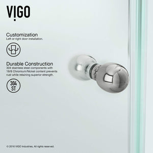VIGO VG6061BNCL40 38.13" -38.13" W -73.38" H Frameless Hinged Neo-angle Shower Enclosure with Clear 0.38" Tempered Glass and Stainless Steel Hardware in Brushed Nickel Finish with Reversible Handle