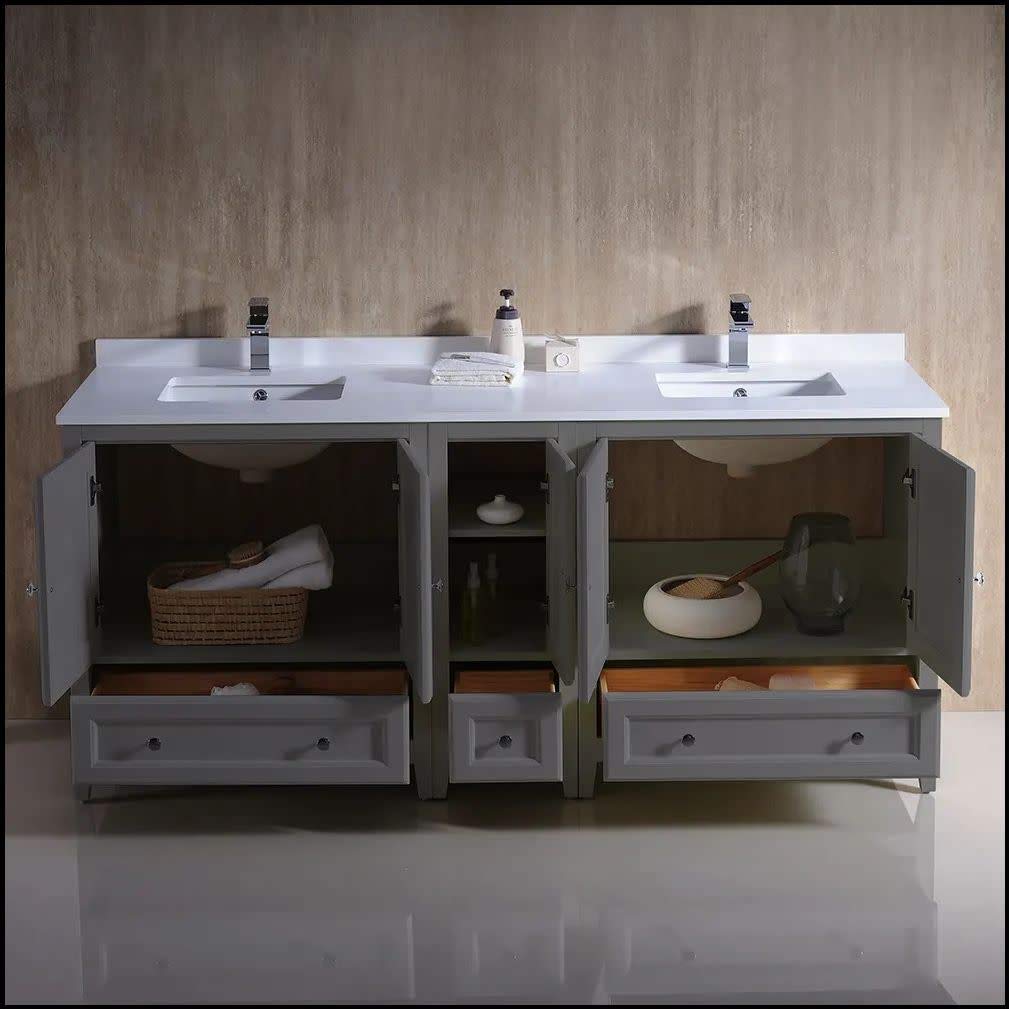 Fresca FCB20-301230GR-CWH-U Double Sink Cabinets with Sinks